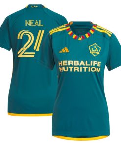 Alternative view of Jalen Neal LA Galaxy adidas Women's 2024 LA Kit Replica Player Jersey - Green/White