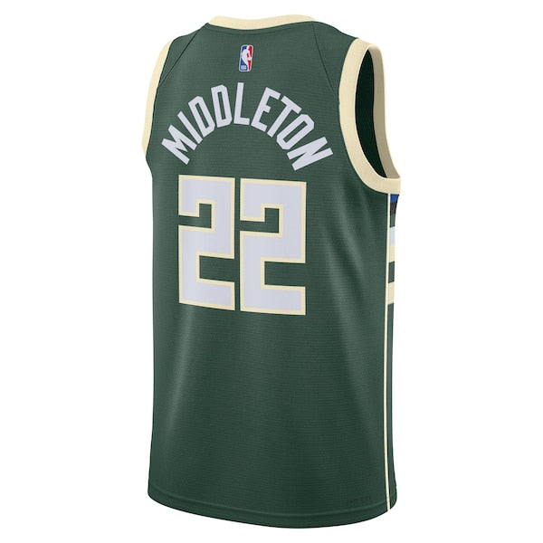 Khris Middleton Milwaukee Bucks Nike Unisex Swingman Jersey - Icon Edition - Hunter Green - Image 3