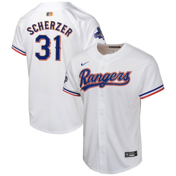 Max Scherzer Texas Rangers Nike Youth 2024 Gold Collection Limited Player Jersey?ยจC White