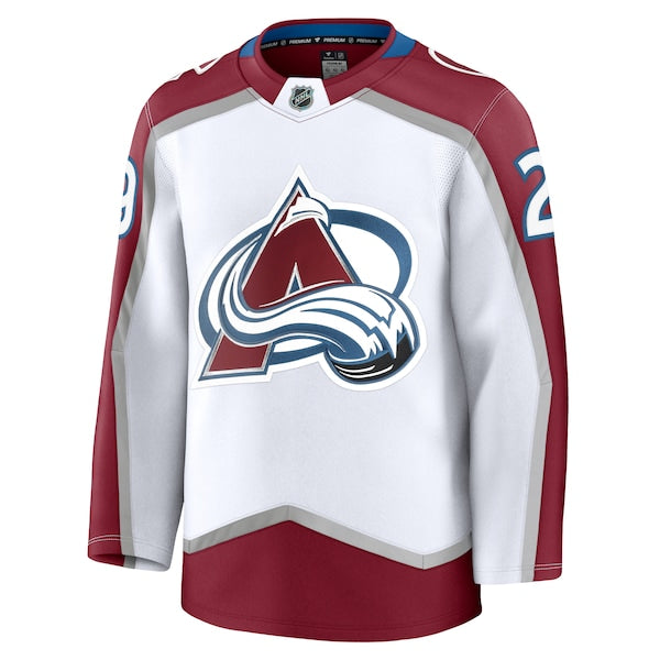 Nathan MacKinnon Colorado Avalanche Away Premium Jersey - White/Navy/Burgundy - Image 2