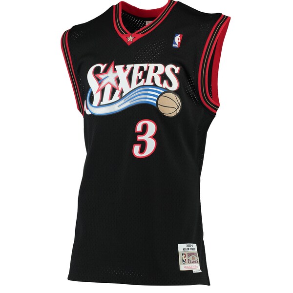 Allen Iverson Philadelphia 76ers 2000/01 Hardwood Classics Swingman Jersey - Black - Image 3