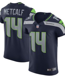 Alternative view of DK Metcalf Seattle Seahawks Nike Vapor Elite Player Jersey - College Navy/Neon Green