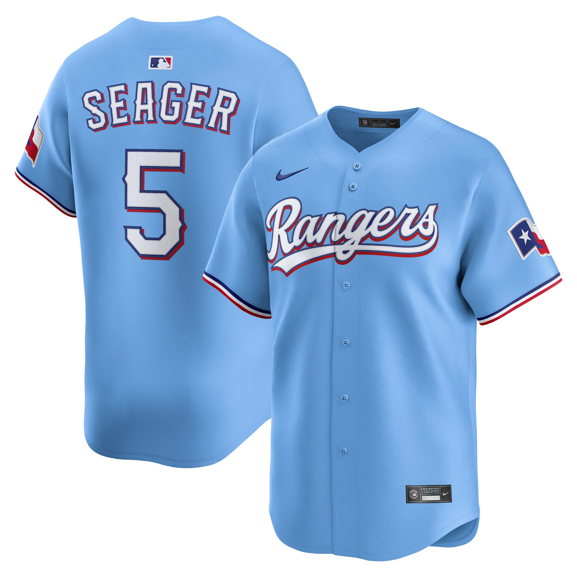 Corey Seager Texas Rangers Nike Alternate 2 Limited Jersey - Royal/Light Blue - Image 5