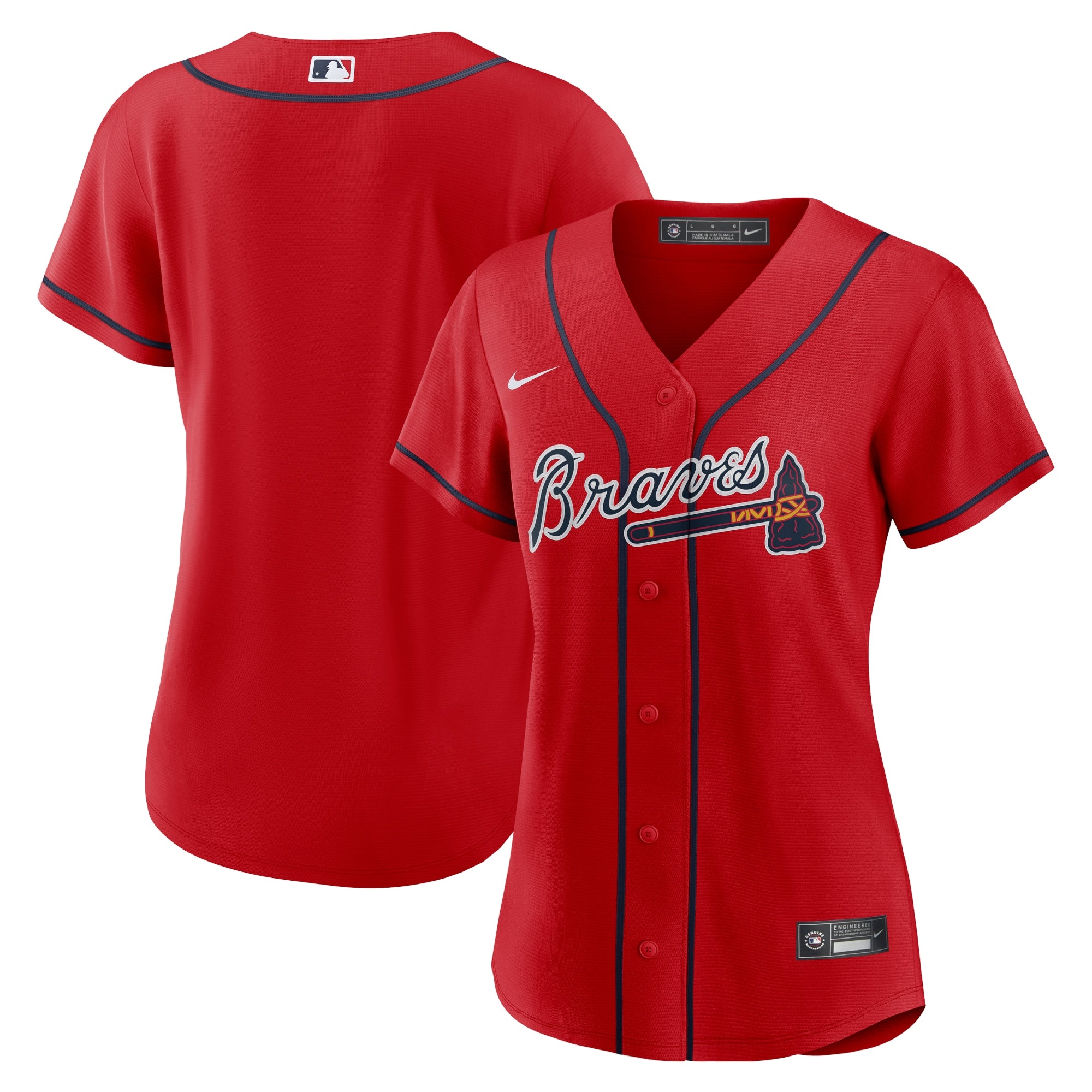 Women's Atlanta Braves Nike Navy Alternate Replica Team Jersey/White/Red - Image 6