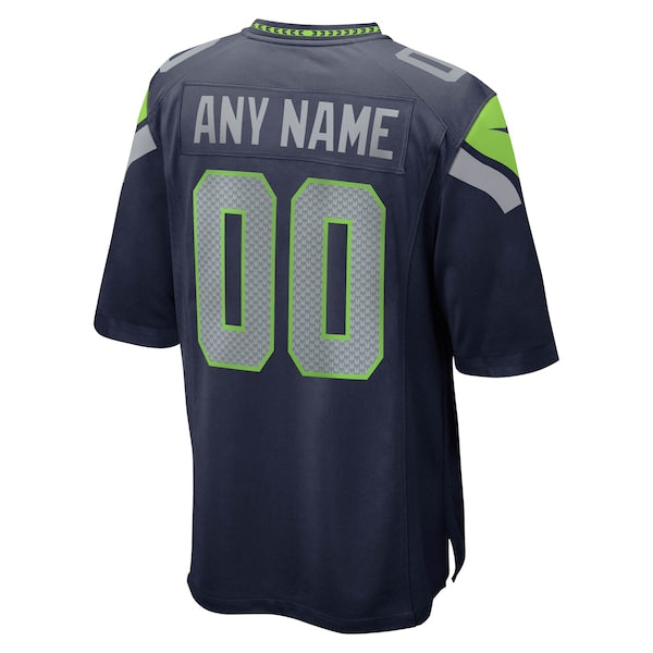 Men's Seattle Seahawks Nike College Super Bowl LX Patch Custom Game Jersey- Navy/Gray/White - Image 4