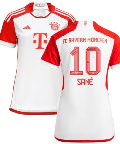 Alternative view of Leroy San¨¦ Bayern Munich adidas Women's 2023/24 Home Replica Jersey - White/Black