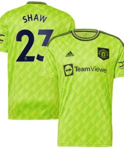 Luke Shaw Manchester United adidas 2022/23 Third Replica Player Jersey - Neon Green