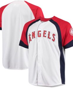 Los Angeles Angels Big & Tall Colorblock Full-Snap Jersey - White/Red