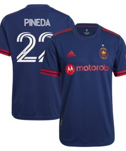 Mauricio Pineda Chicago Fire adidas 2021 Primary Authentic Player Jersey - Navy