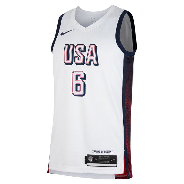 LeBron James Men's USA Basketball Nike Unisex 2024 Swingman Player Jersey - White - Image 2