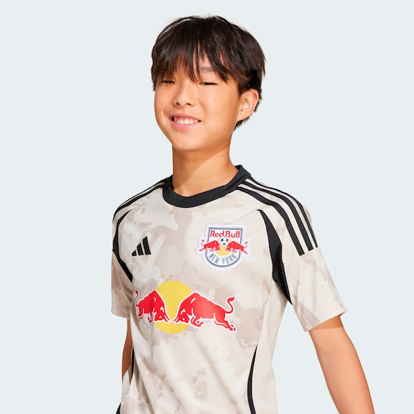 New York Red Bulls adidas Youth 2025 Stone Kit Replica Jersey - Tan - Image 3