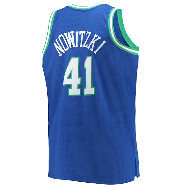 Dirk Nowitzki Dallas Mavericks Big & Tall 1998/99 Hardwood Classics Swingman Jersey - Blue - Image 3