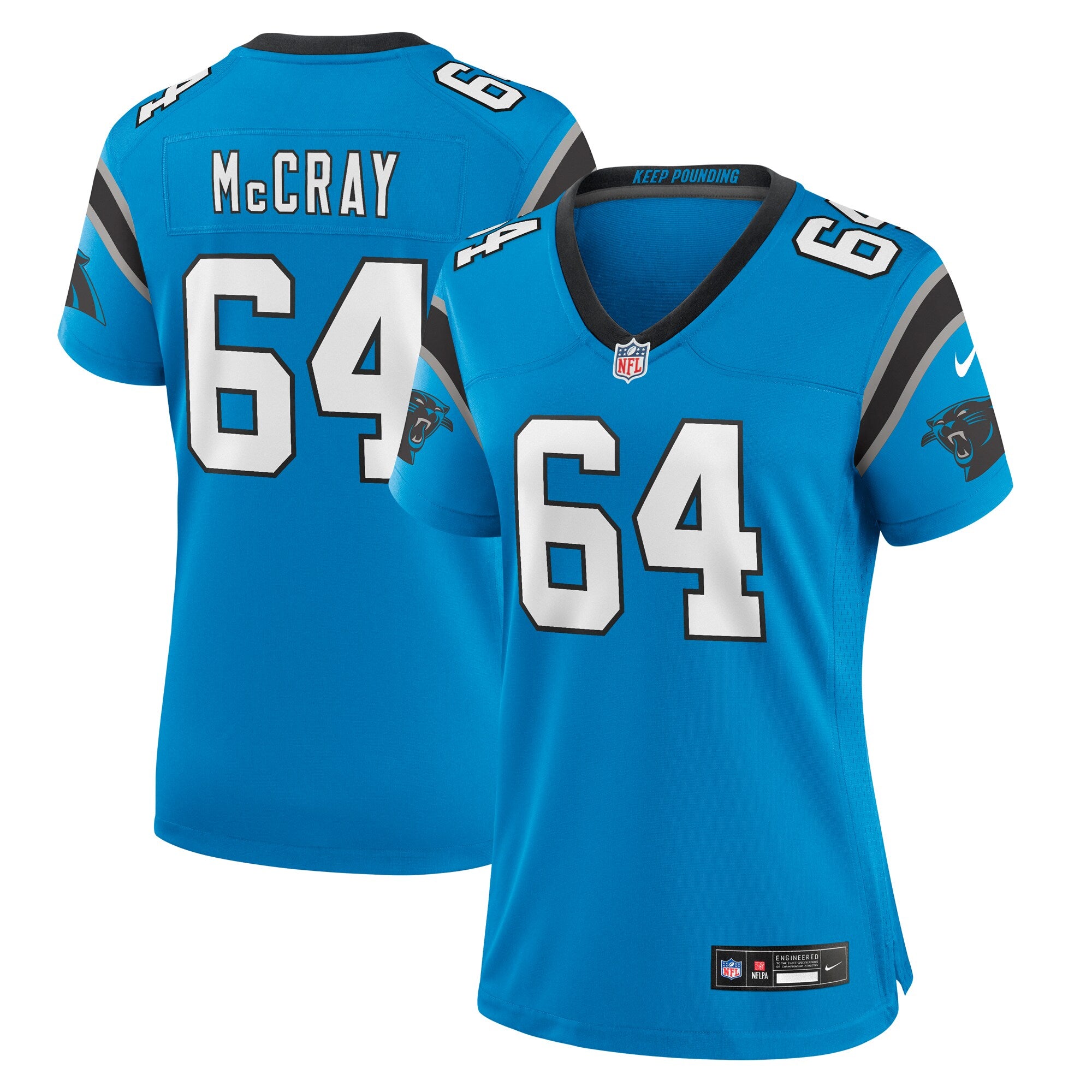 Justin McCray Carolina Panthers Nike Women's Team Game Jersey - Black/Blue - Image 5