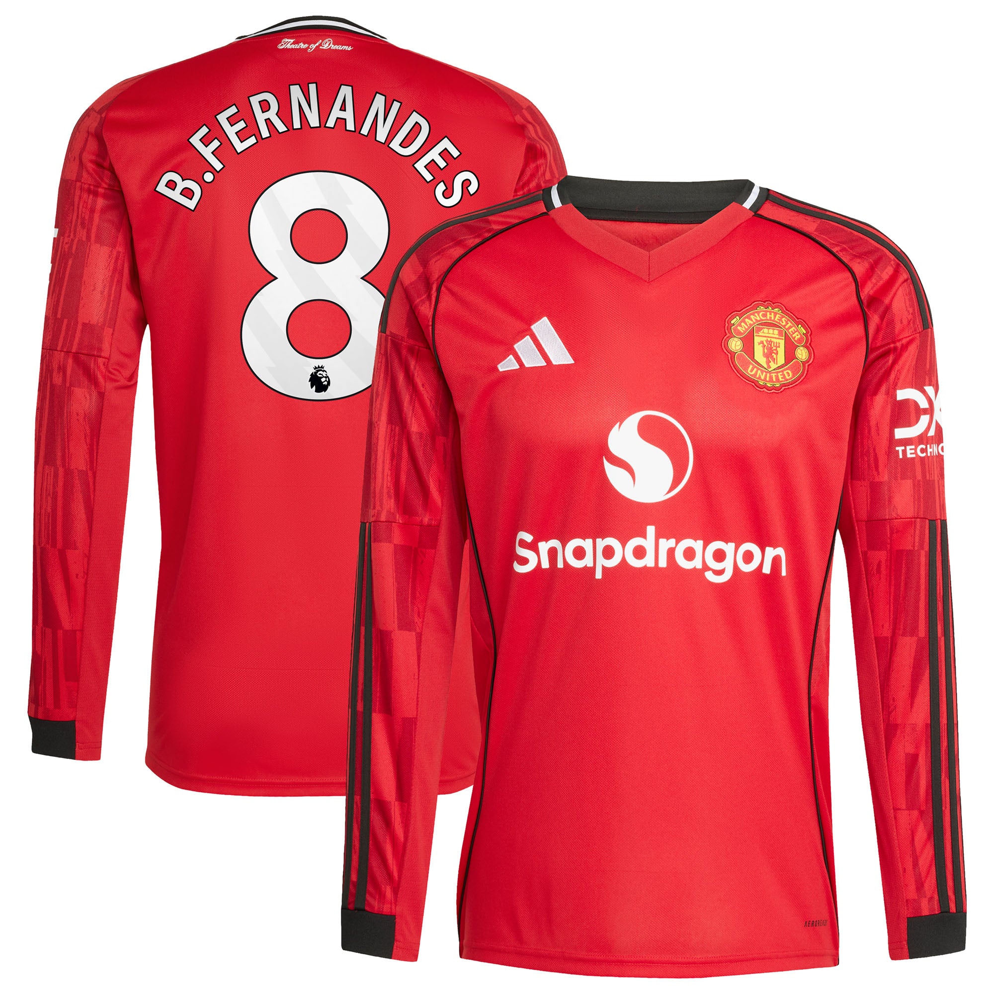 Bruno Fernandes Manchester United adidas 2025/26 Third Replica Long Sleeve Player Jersey - Black/Red/White - Image 5