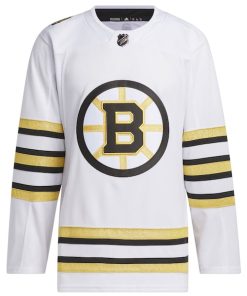 Alternative view of Boston Bruins adidas 100th Anniversary Primegreen Authentic Jersey - White