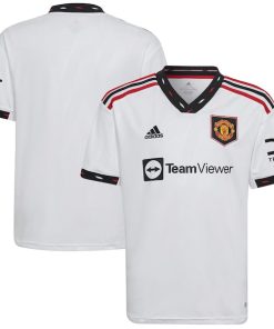 Manchester United adidas Youth 2022/23 Away Blank Replica Jersey - White
