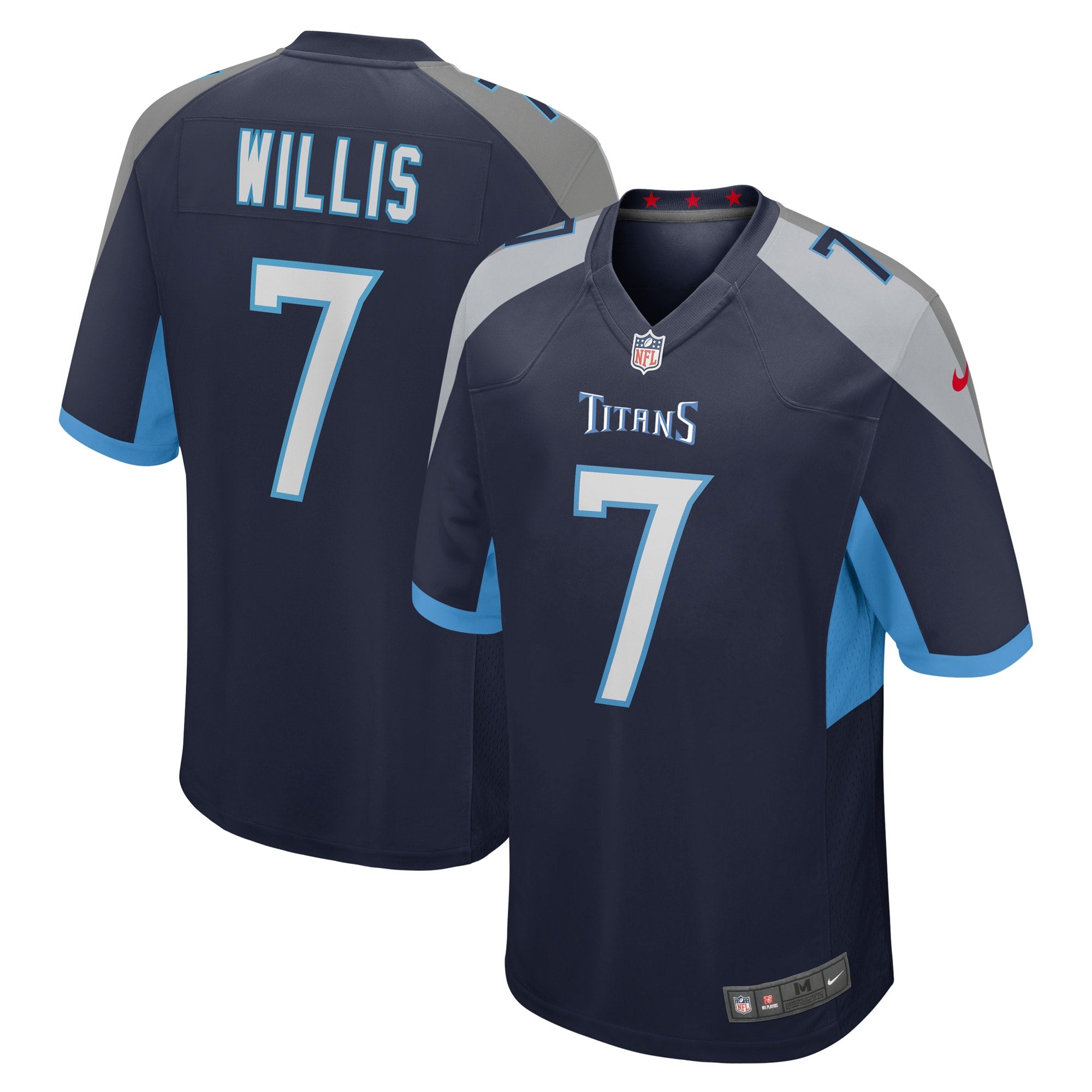 Malik Willis Tennessee Titans Nike Oilers Throwback Alternate Game Player Jersey - Light Blue/Navy - Image 5