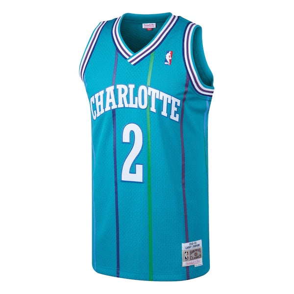 Larry Johnson Charlotte Hornets 1992/93 Hardwood Classics Swingman Jersey - Teal - Image 2