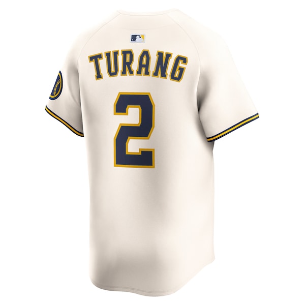 Brice Turang Milwaukee Brewers Nike Home Limited Player Jersey - Cream - Image 3