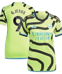 Gabriel Jesus Arsenal adidas Women's 2023/24 Away Replica Player Jersey - Yellow/Green/Red