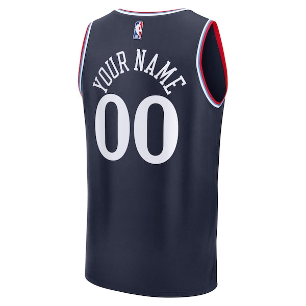 LA Clippers Fast Break Custom Jersey - Icon Edition - Navy/White/Red - Image 4
