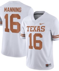 Alternative view of Men's Nike Arch Manning White Texas Longhorns NIL Replica Football Jersey - White/Orange