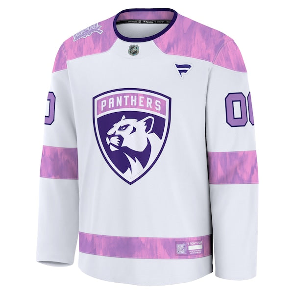 Florida Panthers 2024 Hockey Fights Cancer Custom Practice Jersey - White - Image 2