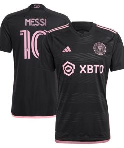 Alternative view of Lionel Messi Inter Miami CF adidas 2024 La Noche Replica Jersey - Black/Pink
