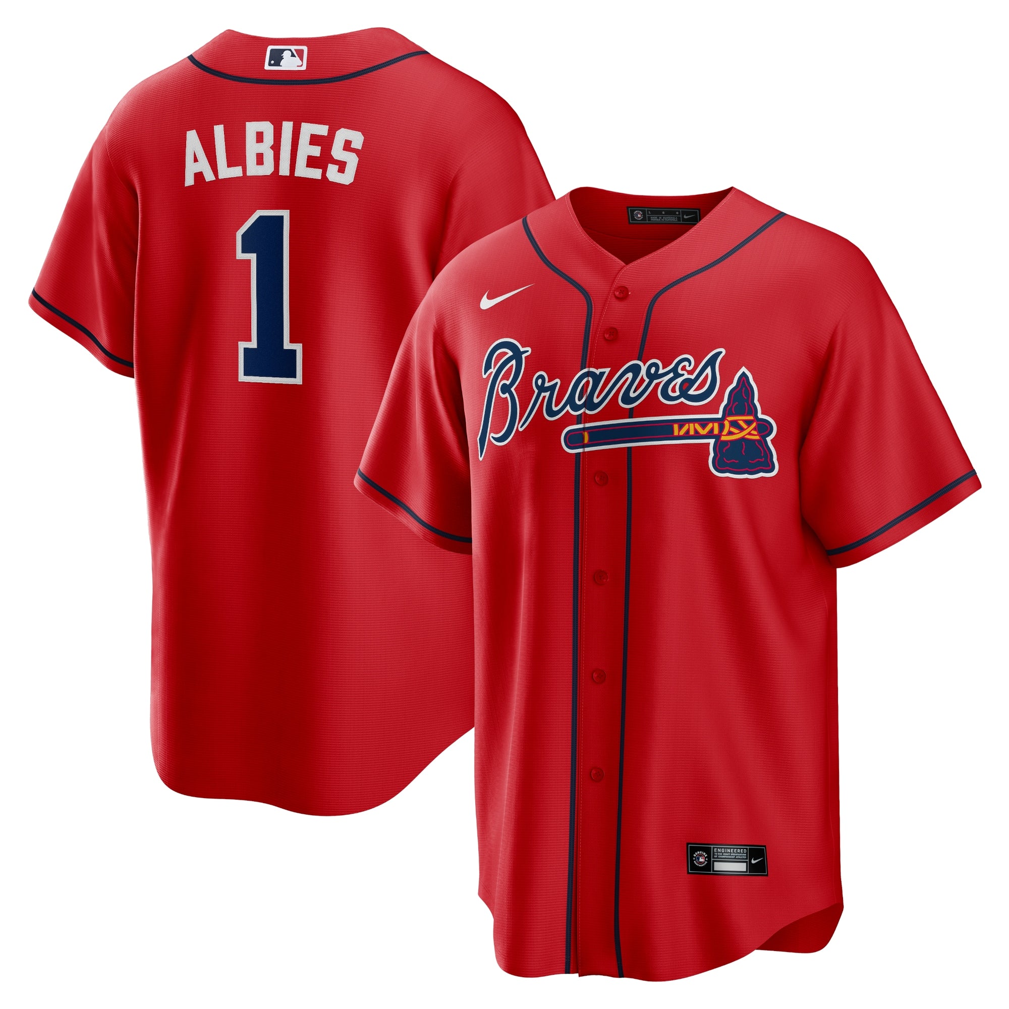 Ozzie Albies Atlanta Braves Nike Alternate Replica Player Name Jersey - Navy/Red/White - Image 7