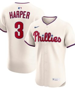 Alternative view of Bryce Harper Philadelphia Phillies Nike Alternate 2 Elite Jersey - Cream/White/Light Blue