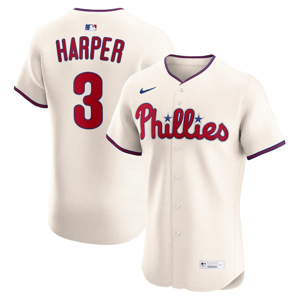 Bryce Harper Philadelphia Phillies Nike Alternate 2 Elite Jersey - Cream/White/Light Blue - Image 2