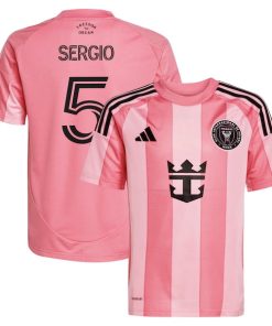 Sergio Busquets Inter Miami CF adidas Youth 2025 Euforia Replica Player Jersey - Light Pink