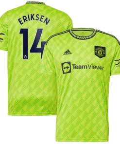 Christian Eriksen Manchester United adidas 2022/23 Third Replica Player Jersey - Neon Green