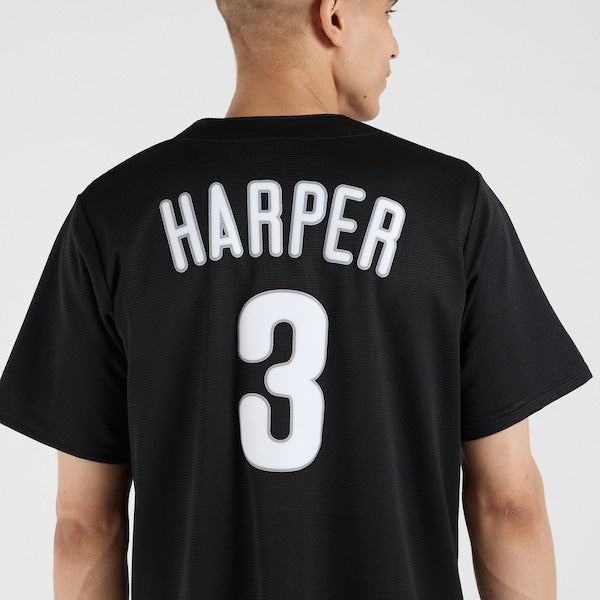 Bryce Harper Philadelphia Phillies Nike Lights Out Replica Player Jersey - Black - Image 5