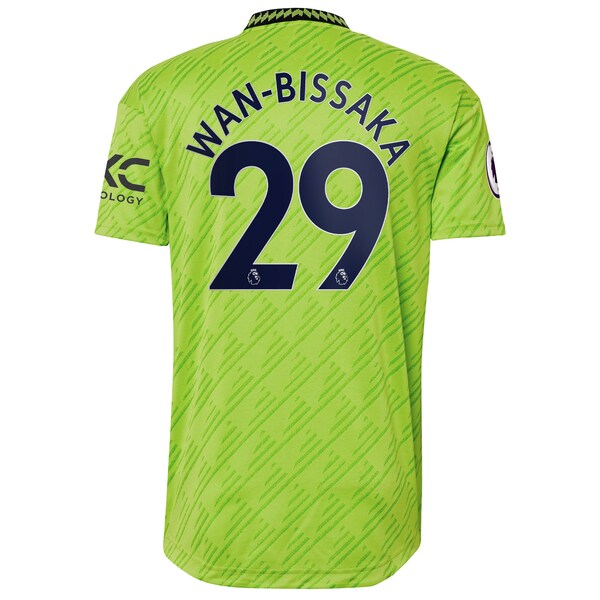 Aaron Wan-Bissaka Manchester United adidas 2022/23 Third Authentic Player Jersey - Neon Green - Image 3