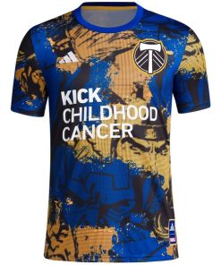 Alternative view of Portland Timbers adidas 2024 MLS Works Kick Childhood Cancer x Marvel Pre-Match Top - Royal