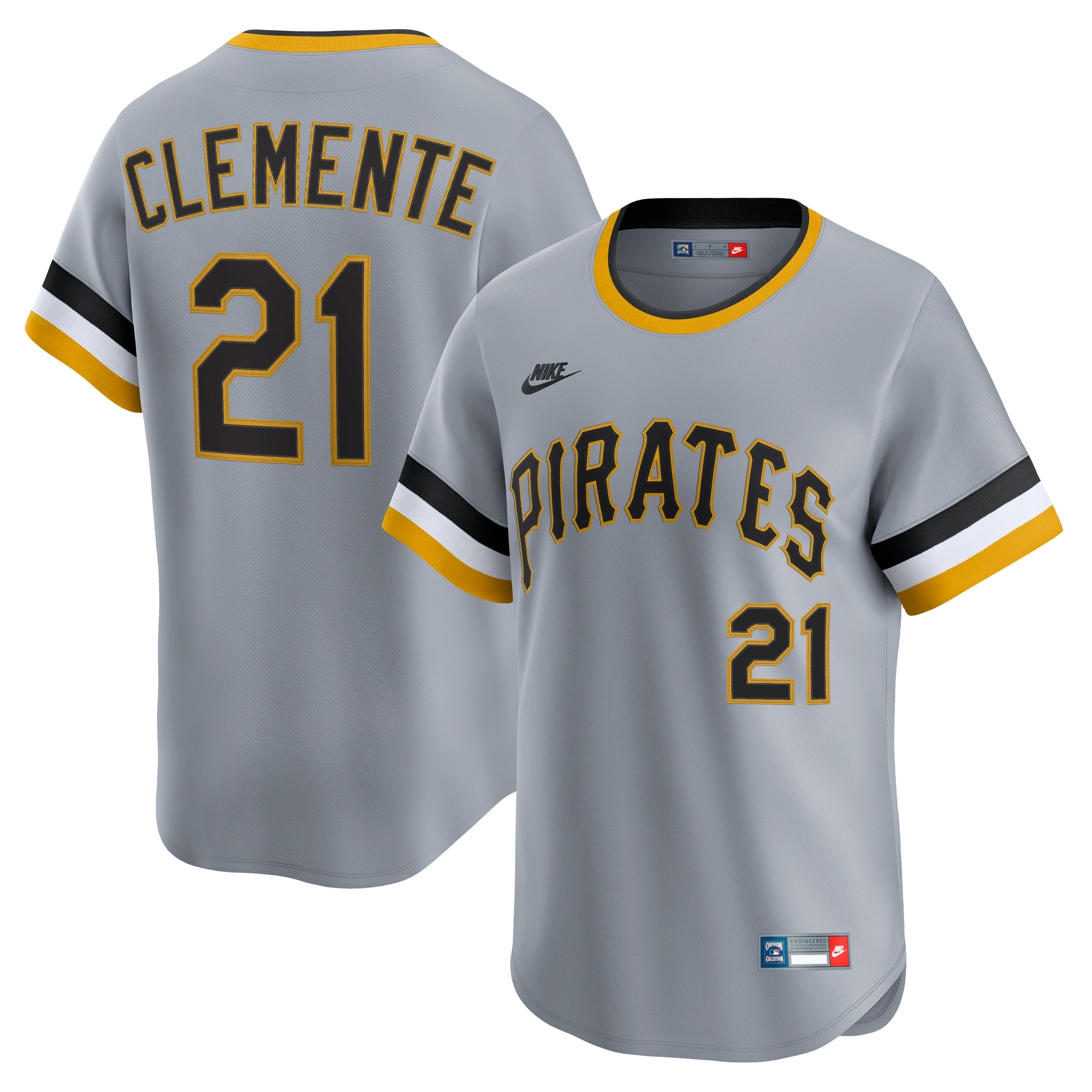 Roberto Clemente Pittsburgh Pirates Nike Cooperstown Collection Limited Jersey - White/Gray - Image 5