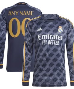 Los Merengues adidas 2023/24 Away Long Sleeve Replica Custom Jersey - Navy