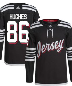 Alternative view of Jack Hughes New Jersey Devils adidas Alternate Primegreen Authentic Player Jersey - Black/Red