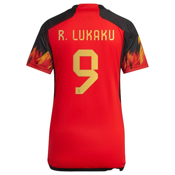 Romelu Lukaku Belgium National Team adidas Women's 2022/23 Home Replica Jersey - Red - Image 3