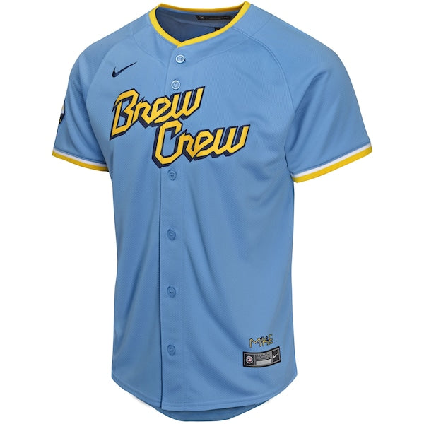 Jackson Chourio Milwaukee Brewers Nike Youth City Connect Limited Player Jersey - Powder Blue - Image 2