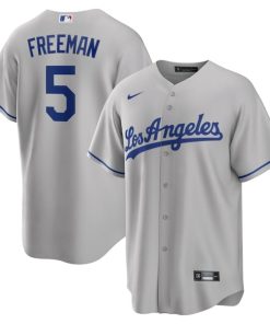 Alternative view of Freddie Freeman Los Angeles Dodgers Nike Road Replica Player Jersey - Gray/Royal/White