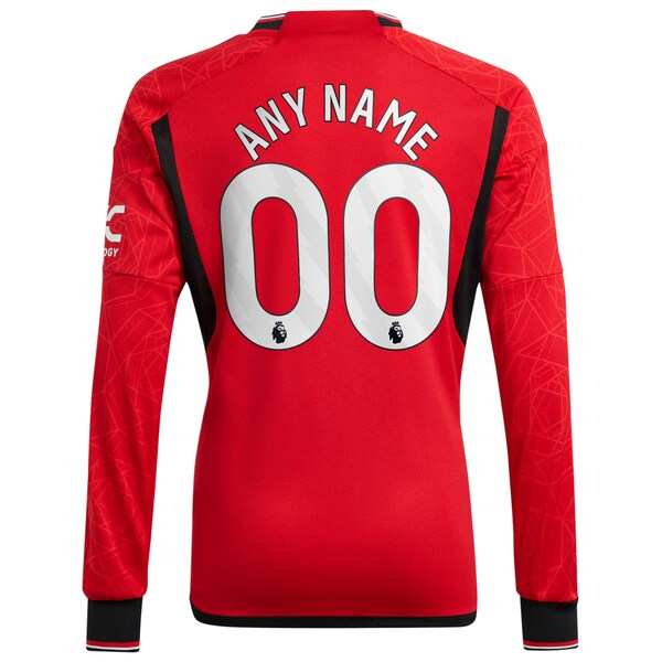 Manchester United adidas 2023/24 Home Replica Custom Long Sleeve Jersey - Red - Image 3