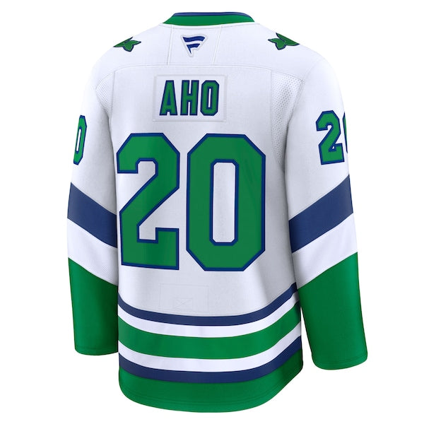 Sebastian Aho Carolina Hurricanes Throwback Premium Jersey - White - Image 3