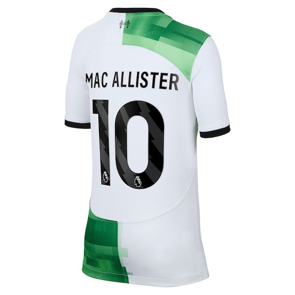 Alexis Mac Allister Liverpool Nike Youth 2023/24 Away Replica Player Jersey - White - Image 3