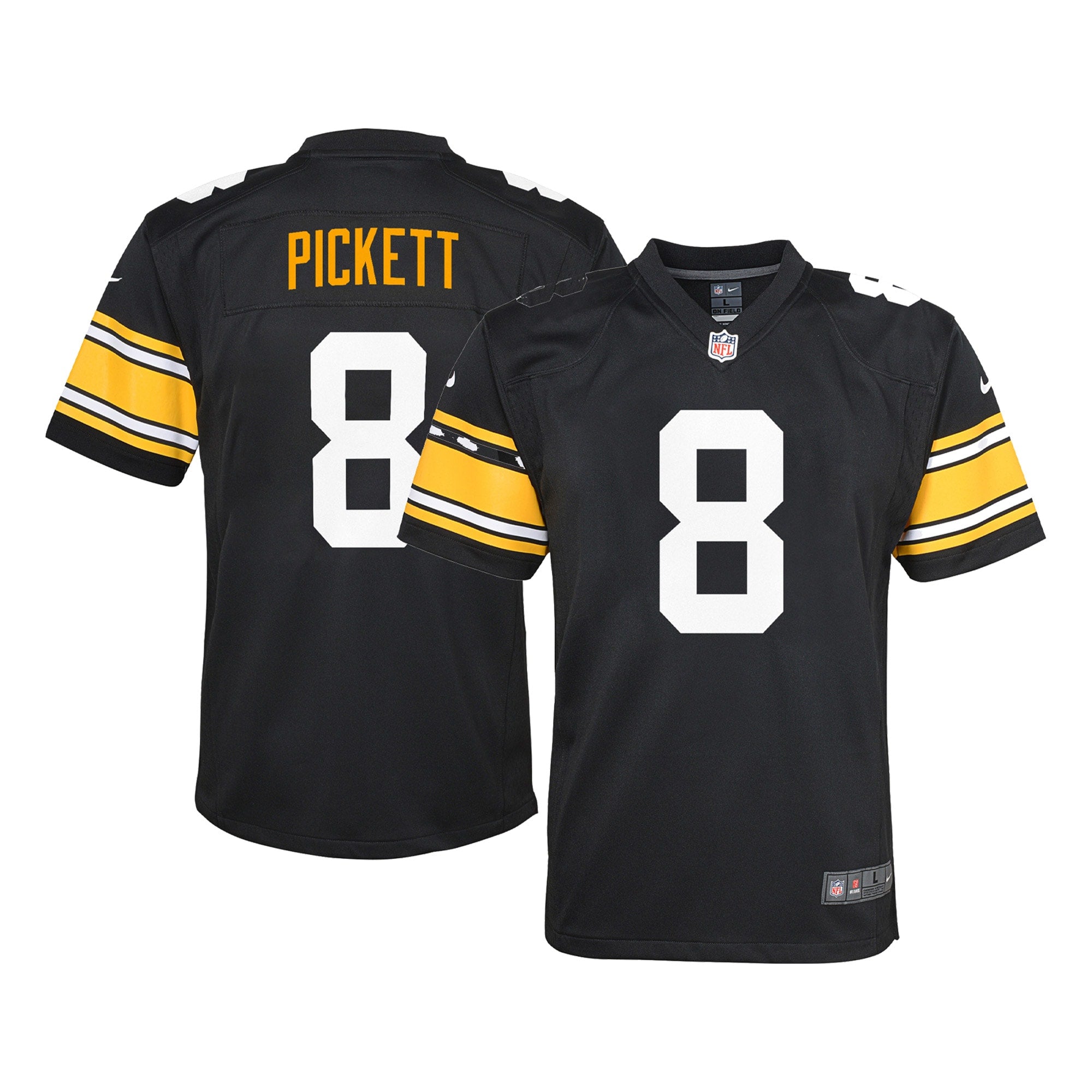 Kenny Pickett Pittsburgh Steelers Nike Youth Game Jersey - White/Black - Image 6
