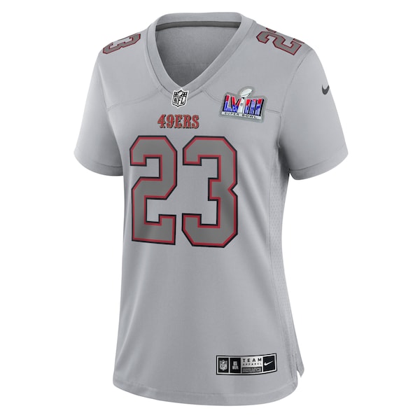 Christian McCaffrey San Francisco 49ers Nike Women's Super Bowl LVIII Atmosphere Fashion Game Jersey - Gray - Image 2