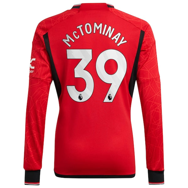 Scott McTominay Manchester United adidas 2023/24 Home Replica Long Sleeve Player Jersey - Red - Image 4