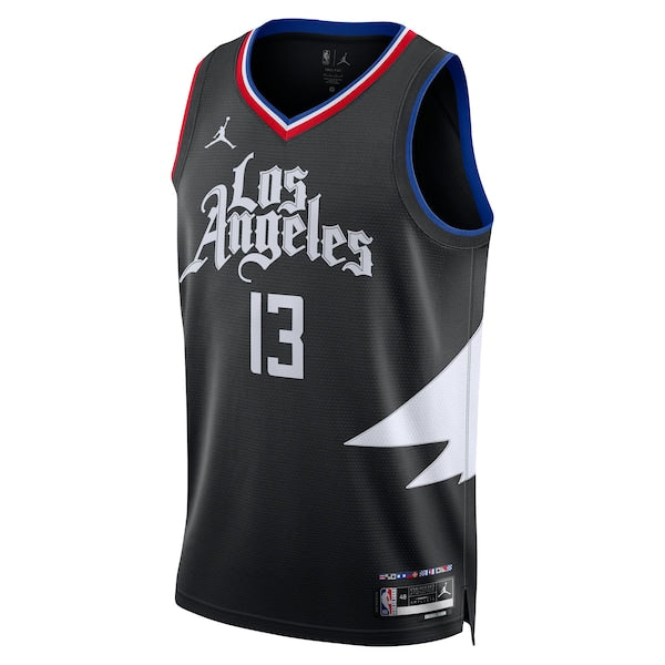 Paul George LA Clippers Jordan Brand Unisex Swingman Jersey - Statement Edition - Black - Image 2