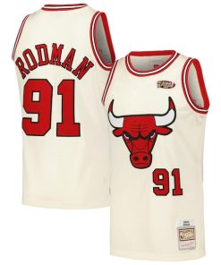 Dennis Rodman Chicago Bulls  Chainstitch Swingman Jersey - Cream